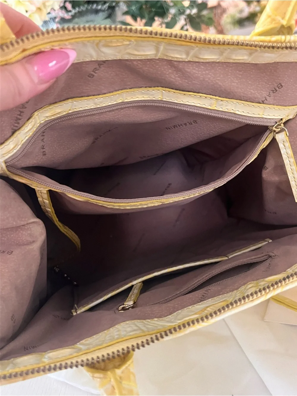 Brahmin Sunbeam Melbourne  Yellow Croc-Embossed Handbag